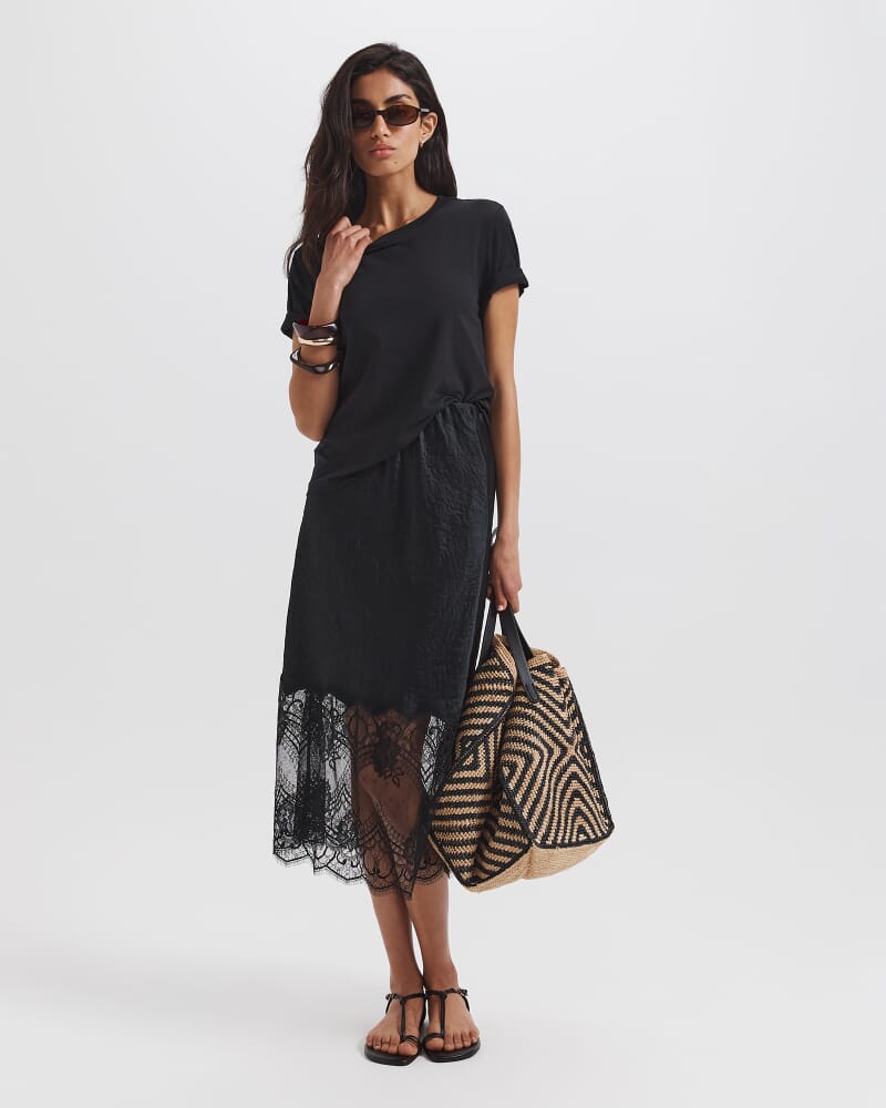 Ivana Lace Midi Skirt in BLACK