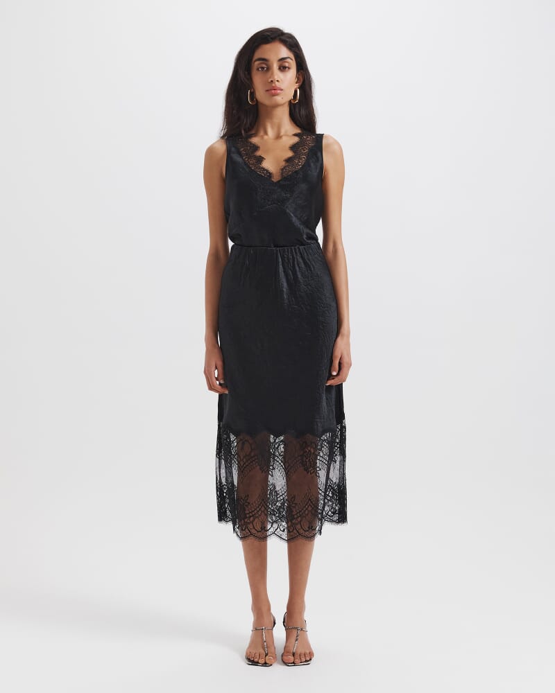 Ivana Lace Midi Skirt in BLACK