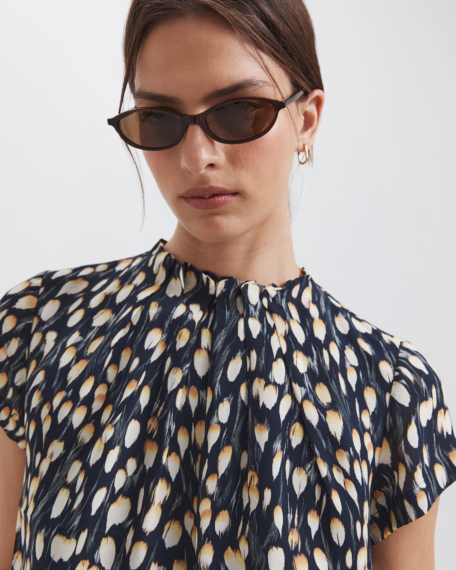 Starling Silk High Neck Short Sleeve Top