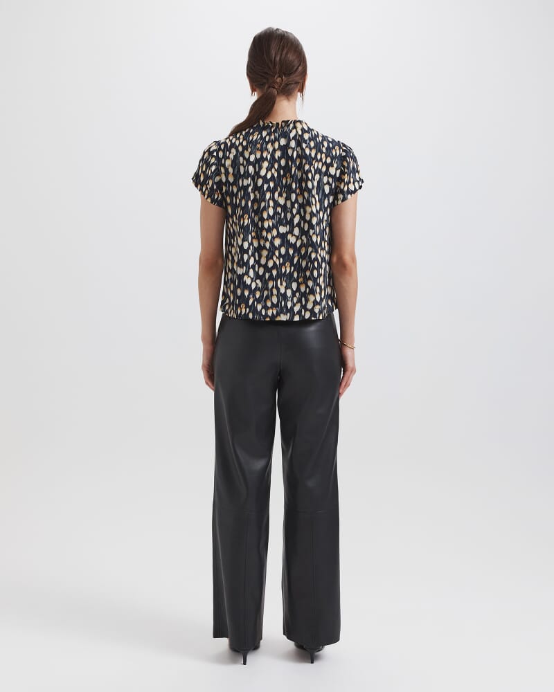 Starling Silk High Neck Short Sleeve Top in BLACK MULTI