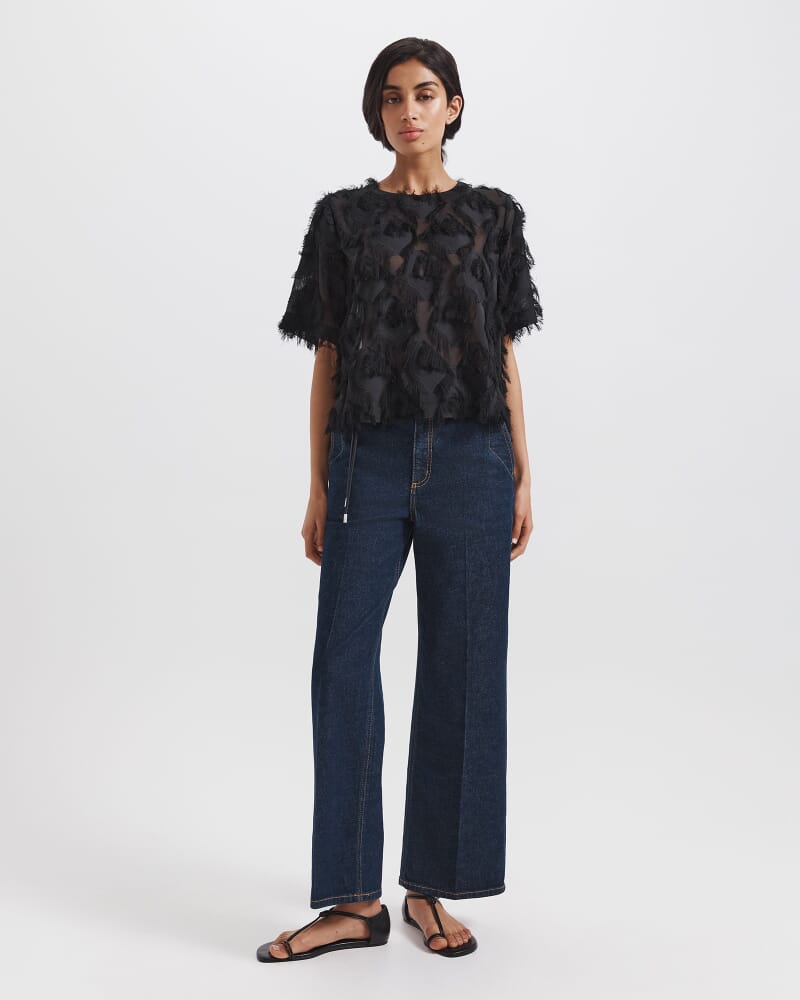 Aurelia Short Sleeve Top in BLACK