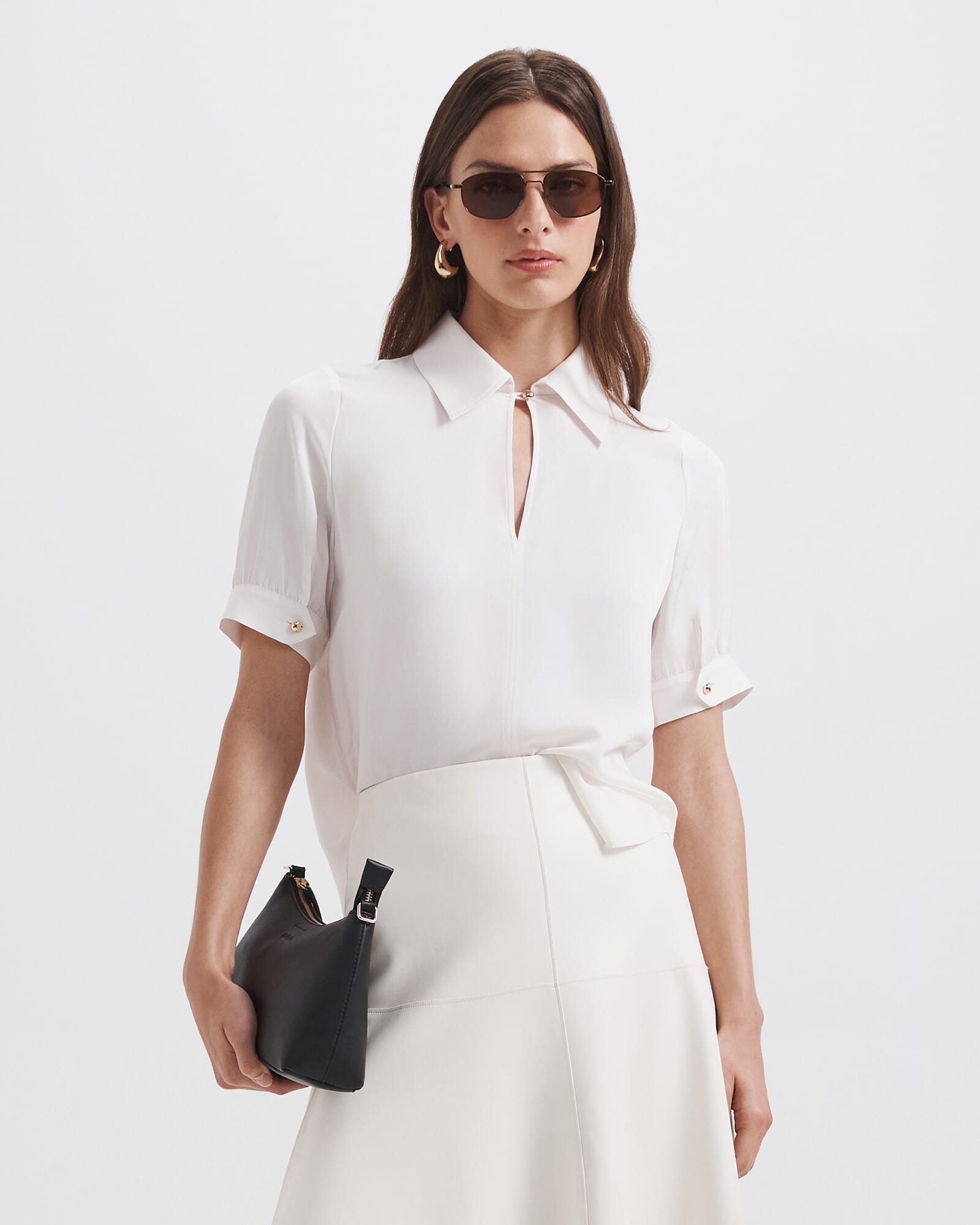 Sadie Silk Short Sleeve Blouse
