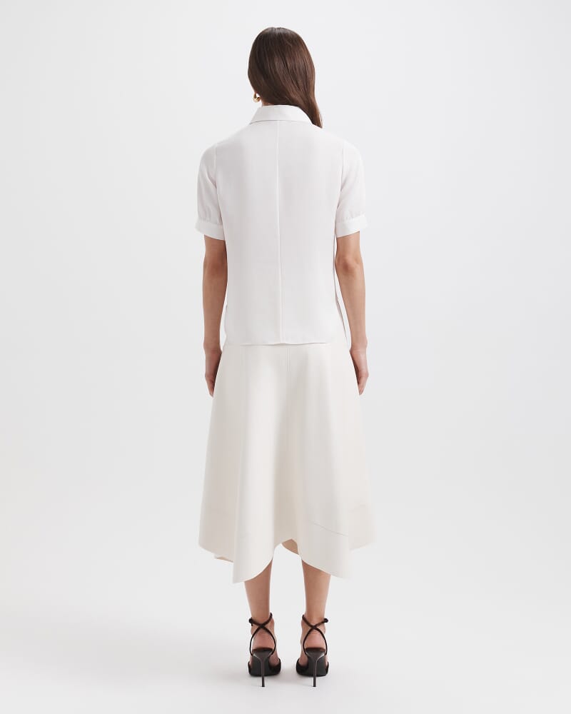 Sadie Silk Short Sleeve Blouse in OFF WHITE