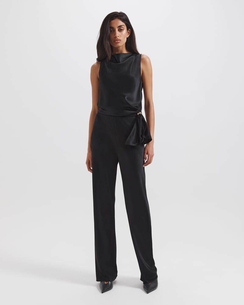 Sallee Asymmetric Tunic Top in BLACK