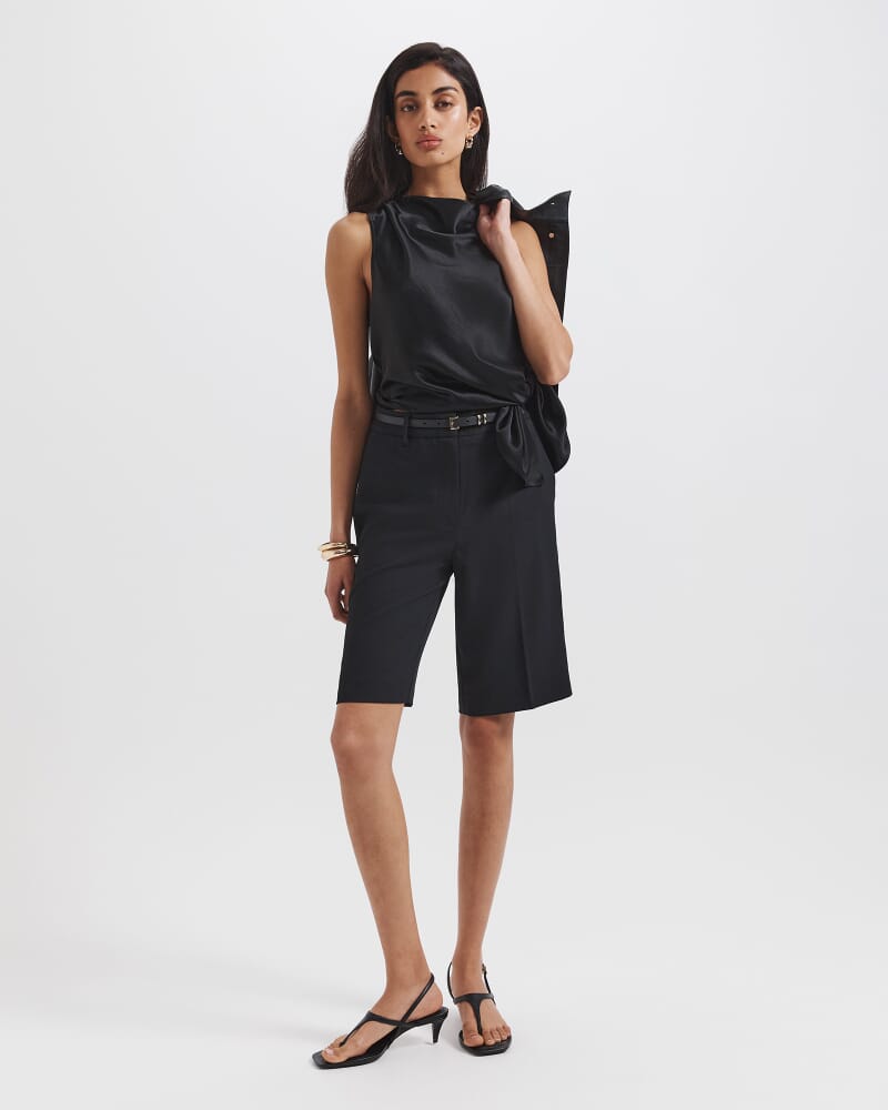 Sallee Asymmetric Tunic Top in BLACK