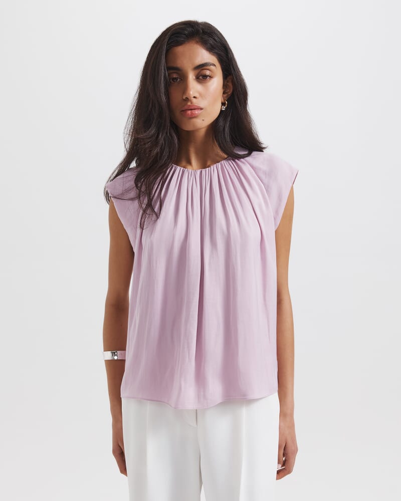 Lillian Pleat Front Blouse in THISTLE