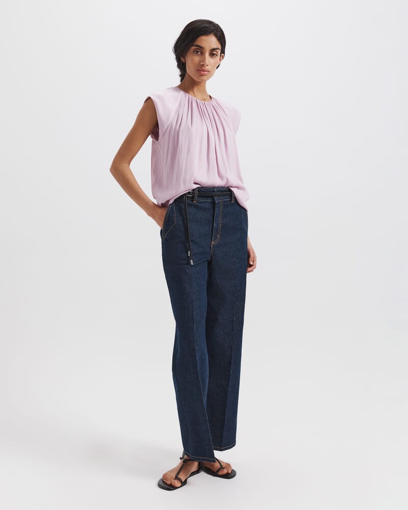 Lillian Pleat Front Blouse in THISTLE