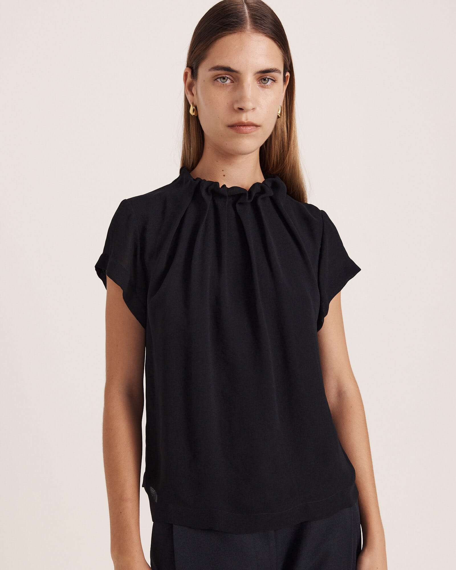 Willa High Neck Short Sleeve Top