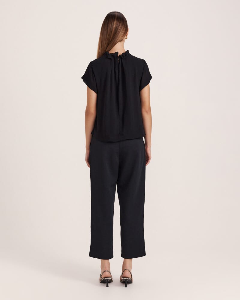 Willa High Neck Short Sleeve Top in BLACK