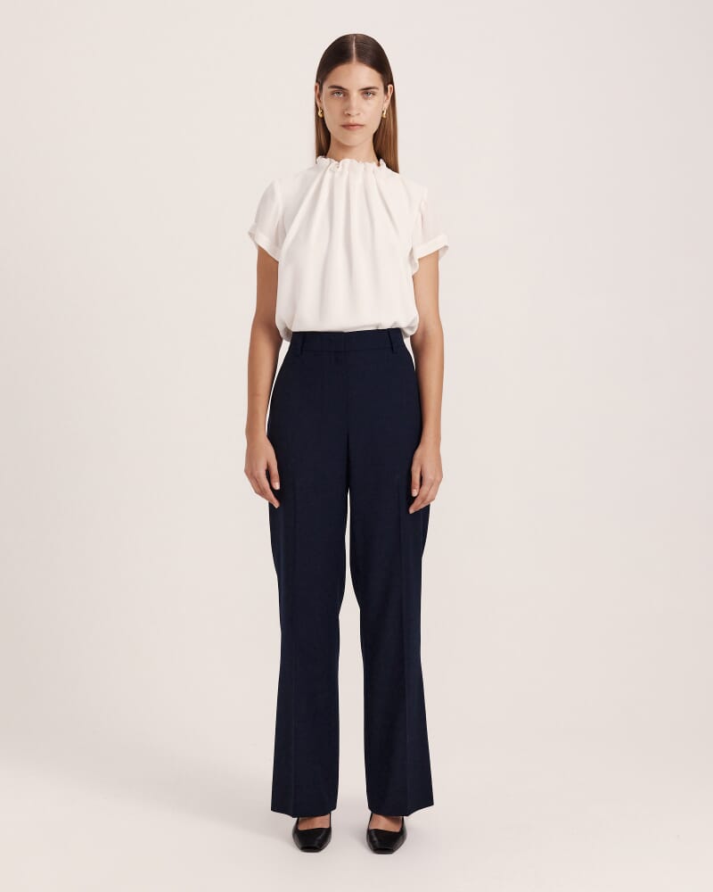 Willa High Neck Short Sleeve Top in OFF WHITE