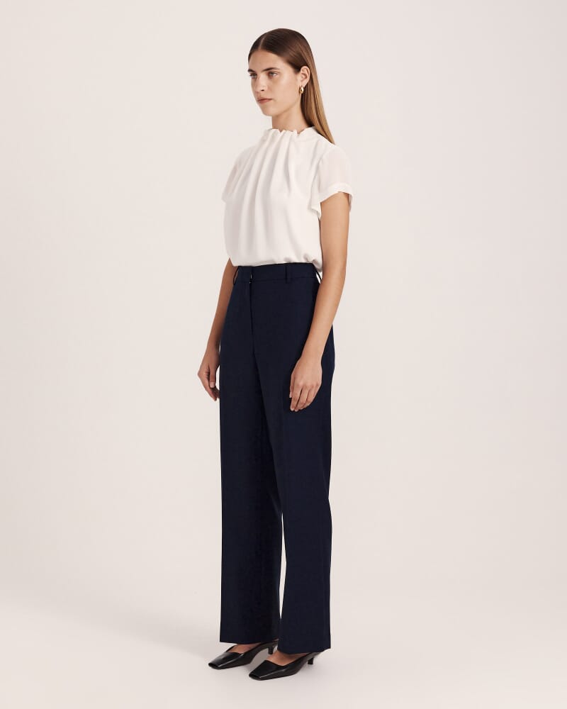Willa High Neck Short Sleeve Top in OFF WHITE
