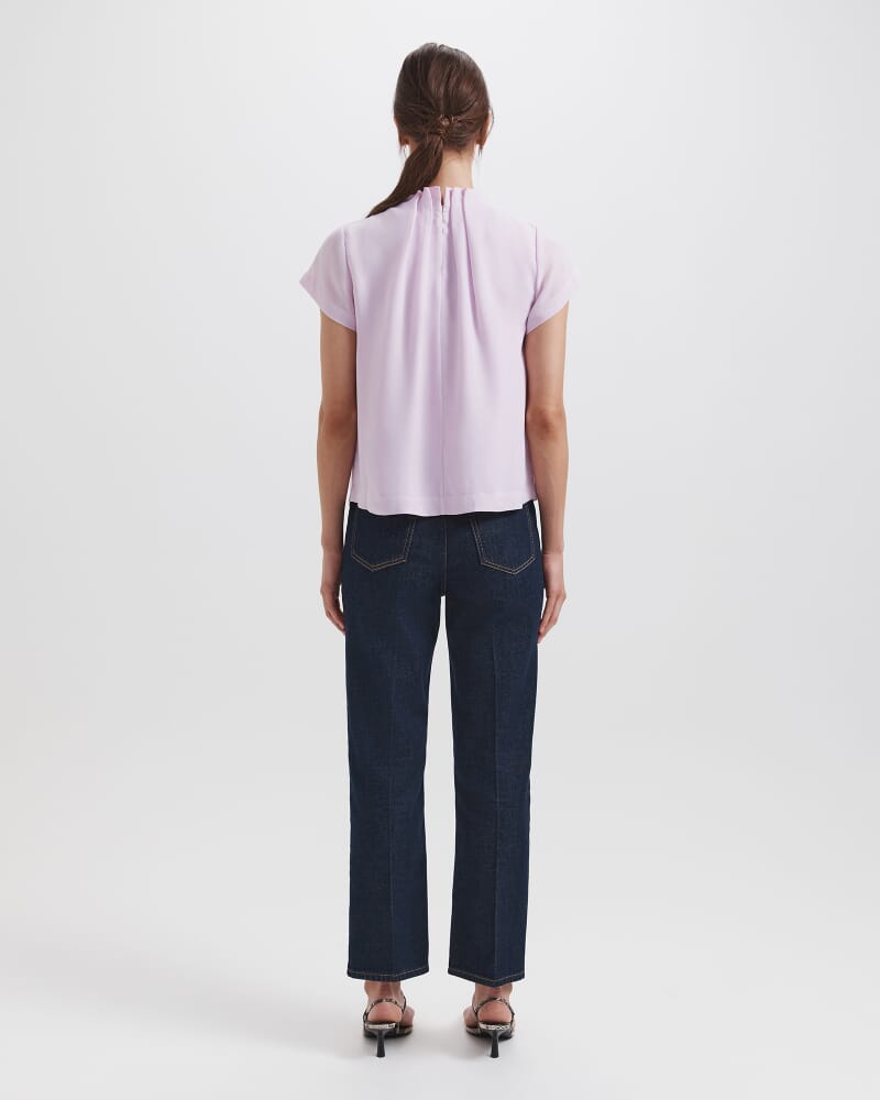Willa High Neck Short Sleeve Top in SOFT LILAC