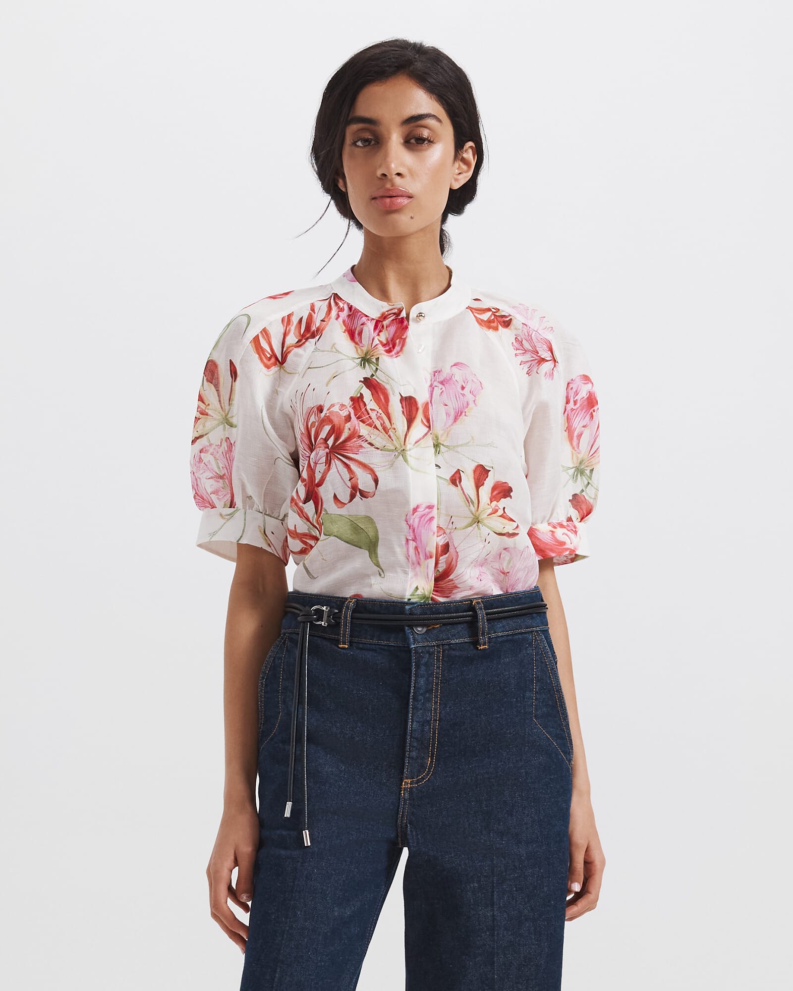 Mariposa Silk Linen Short Sleeve Blouse