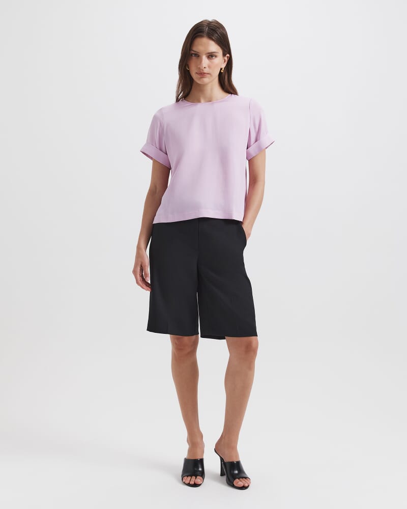 Sadie Silk Short Sleeve Tee in HEATHER