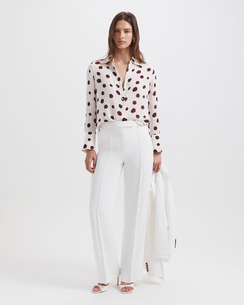 Dolcetto Silk Long Sleeve Shirt in WHITE/MULTI