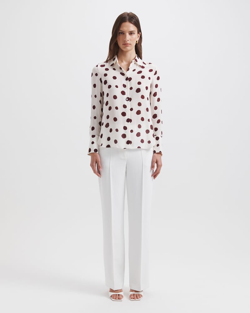 Dolcetto Silk Long Sleeve Shirt in WHITE/MULTI