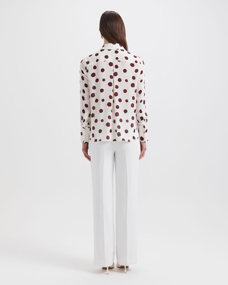Dolcetto Silk Long Sleeve Shirt in WHITE/MULTI