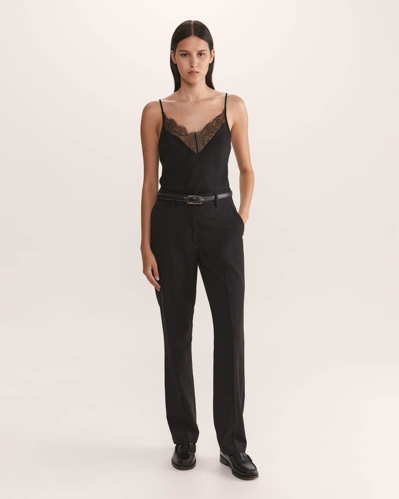Celeste Wool Straight Suit Pant in BLACK