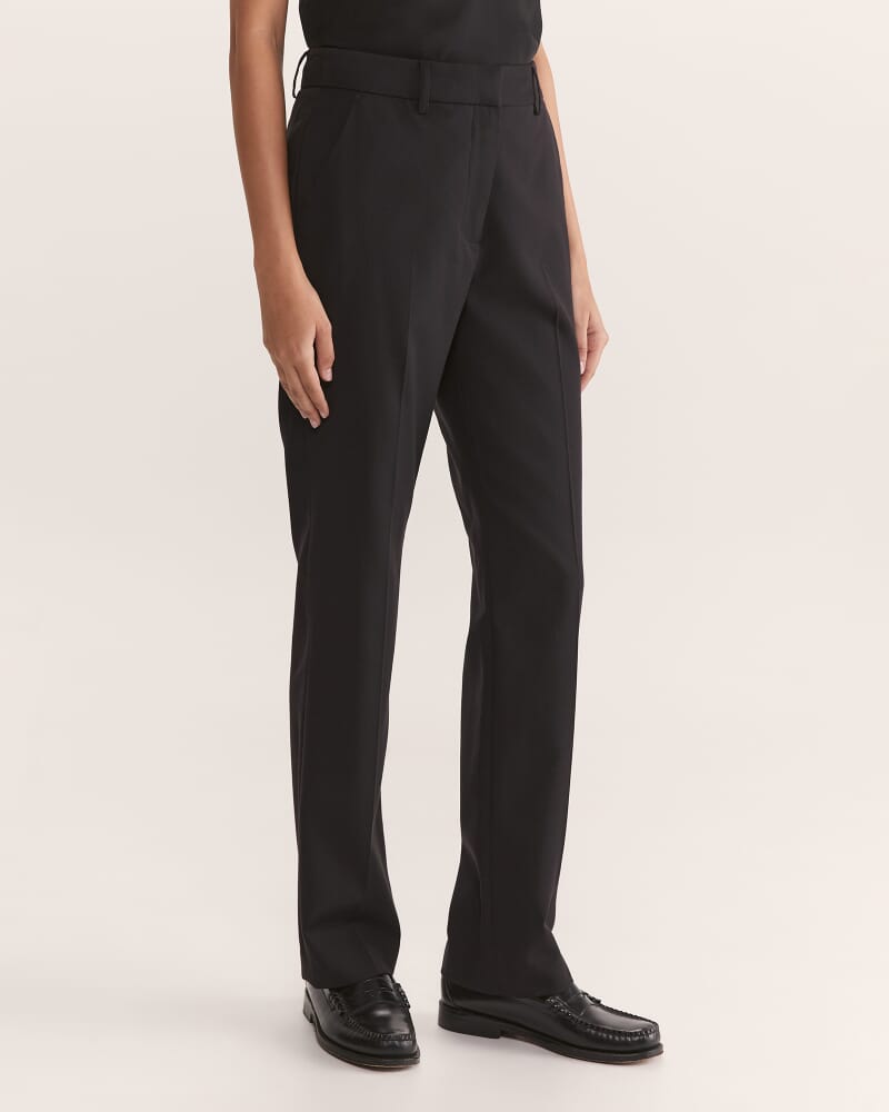 Celeste Wool Straight Suit Pant in BLACK
