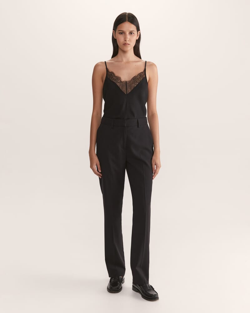 Celeste Wool Straight Suit Pant in BLACK