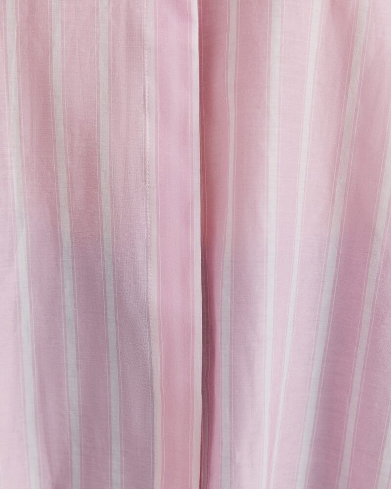 Cora Silk Cotton Boyfriend Shirt in PINK/WHITE