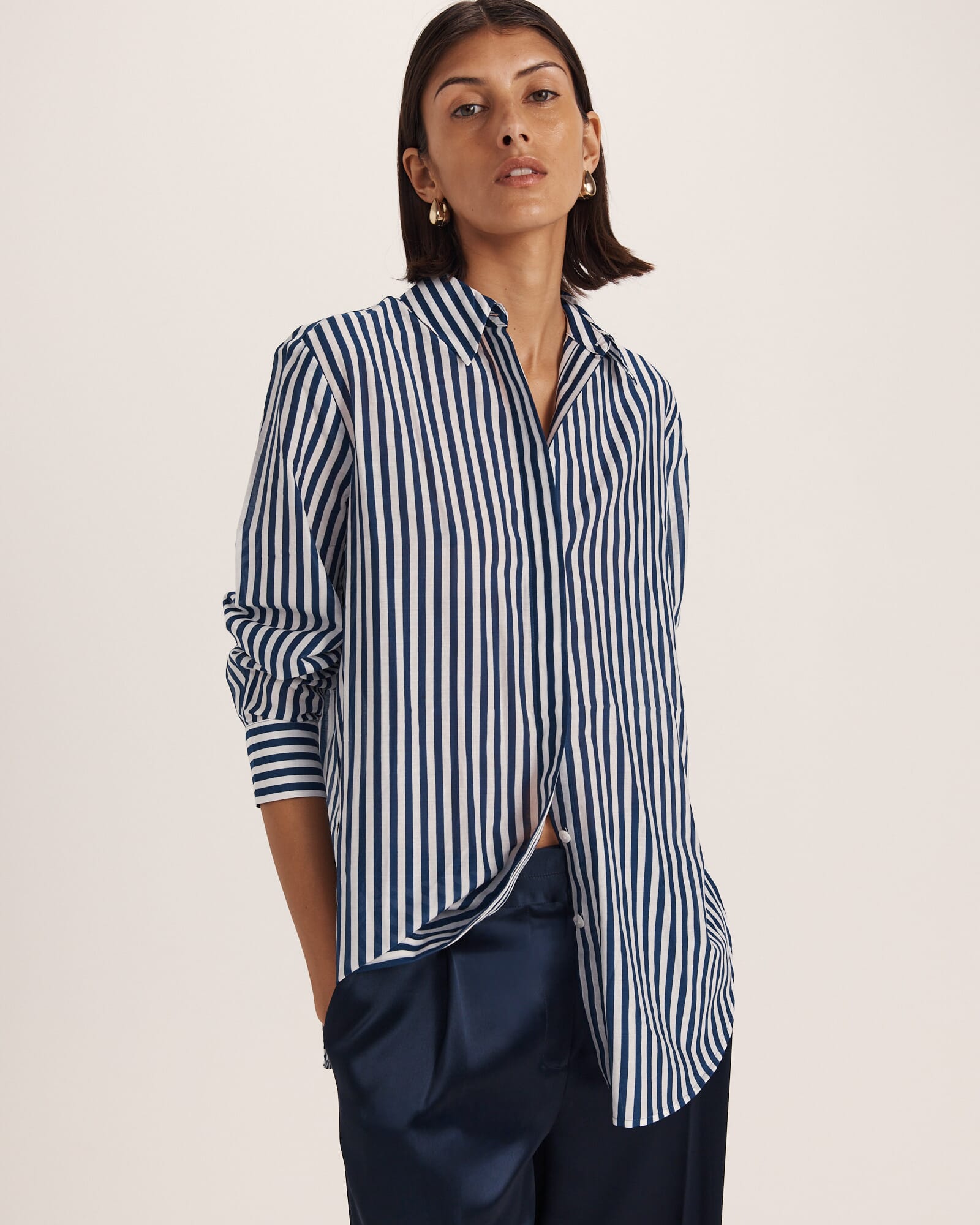Cora Silk Cotton Boyfriend Shirt