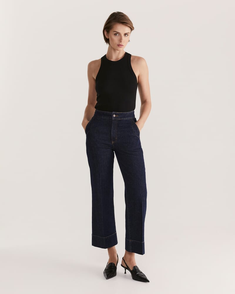 Emilie Rib Tank Top in BLACK