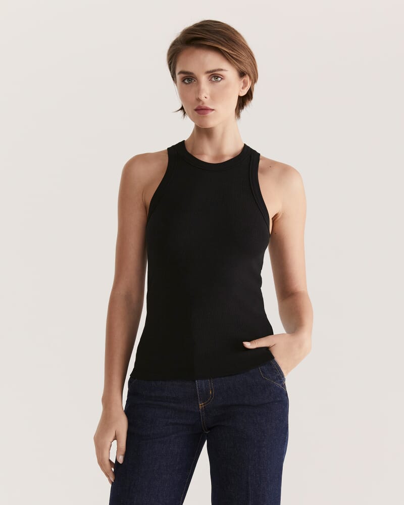 Emilie Rib Tank Top in BLACK