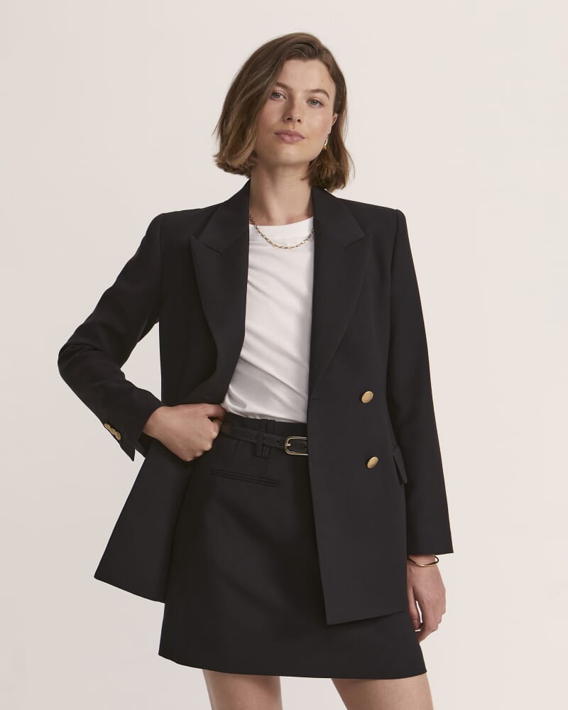 Celeste Wool Double Breasted Blazer in BLACK