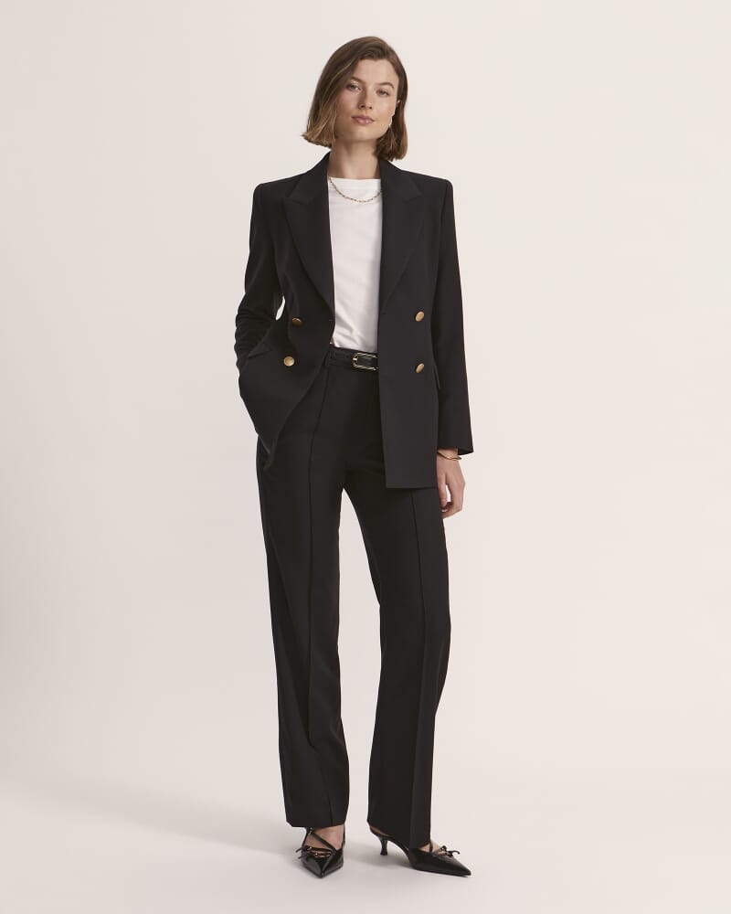 Celeste Wool Double Breasted Blazer in BLACK