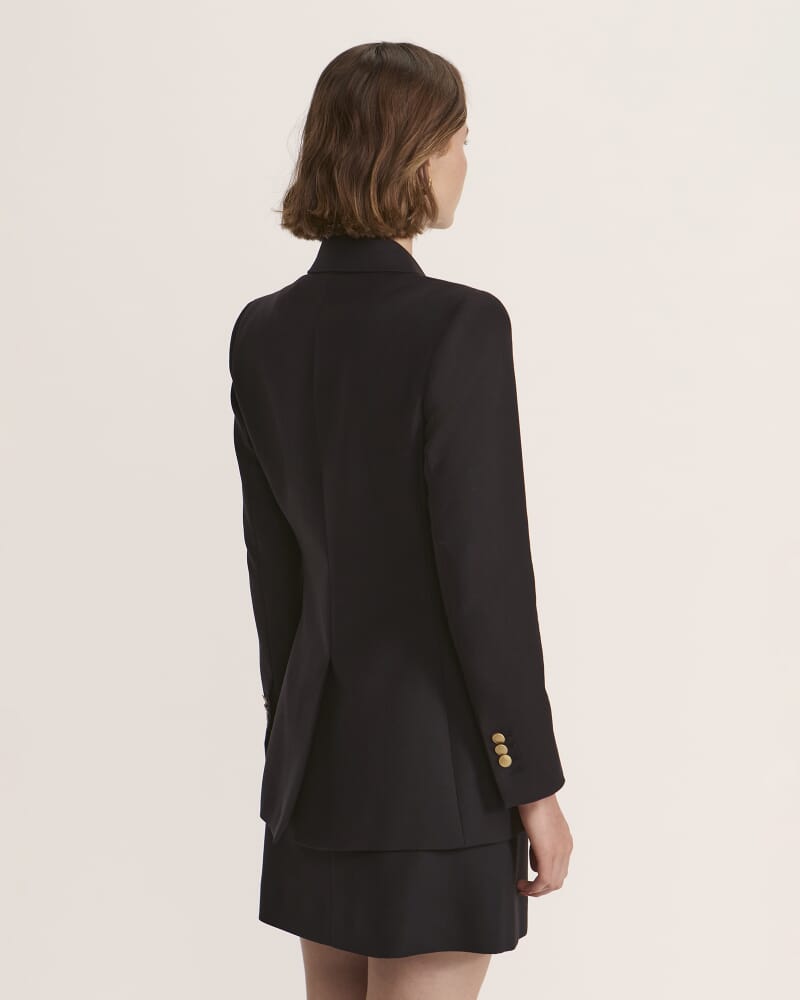 Celeste Wool Double Breasted Blazer in BLACK