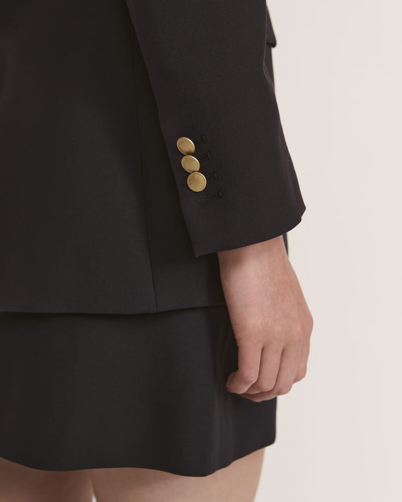 Celeste Wool Double Breasted Blazer in BLACK