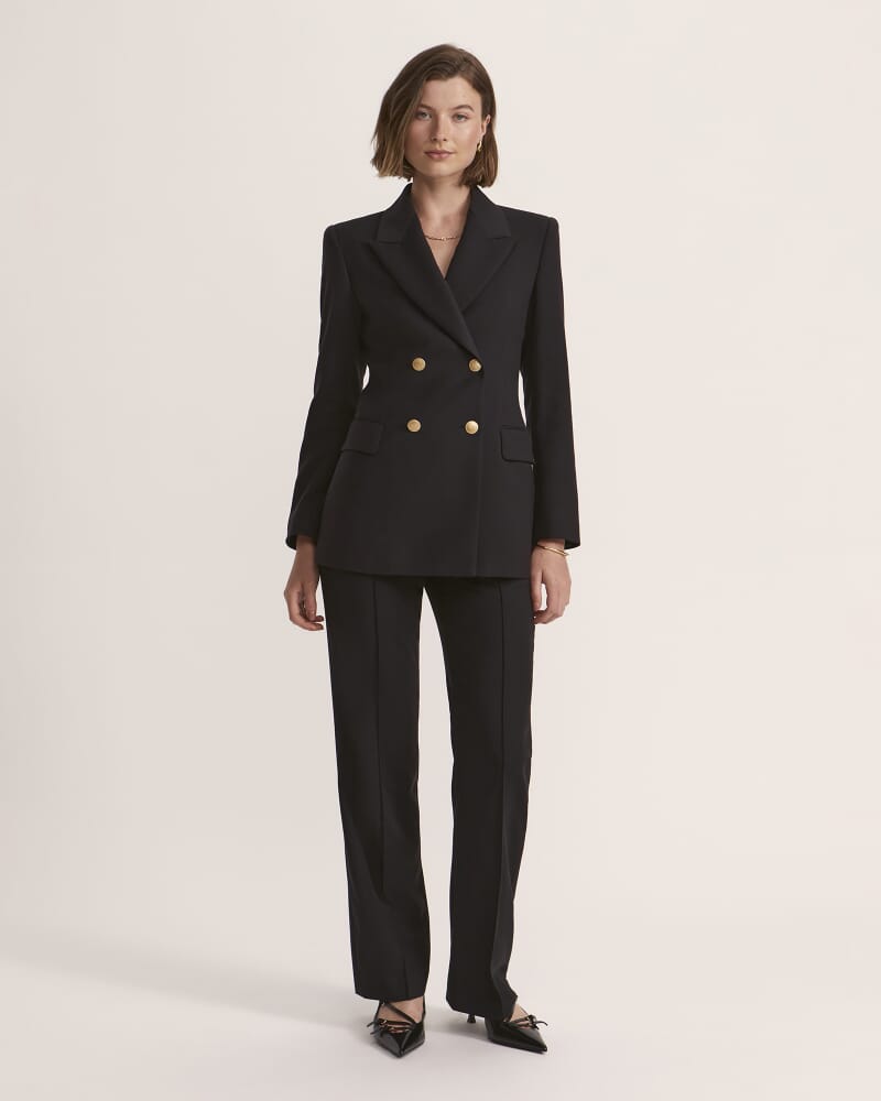 Celeste Wool Double Breasted Blazer in BLACK