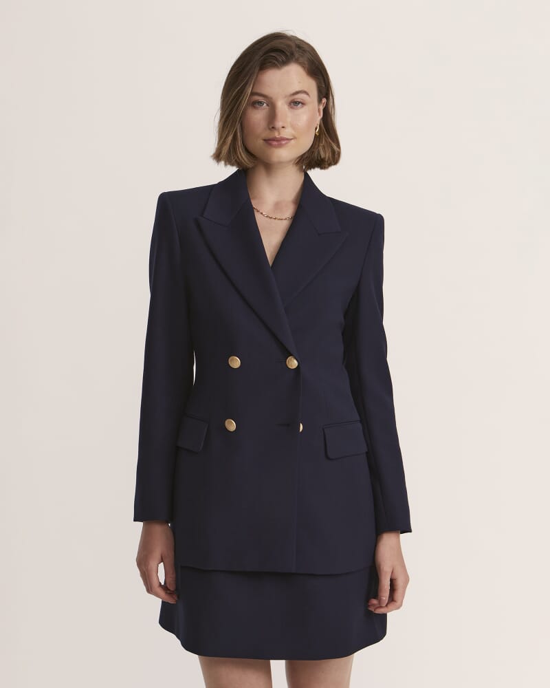 Celeste Wool Double Breasted Blazer in FRENCH NAVY