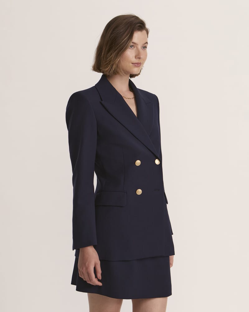 Celeste Wool Double Breasted Blazer in FRENCH NAVY