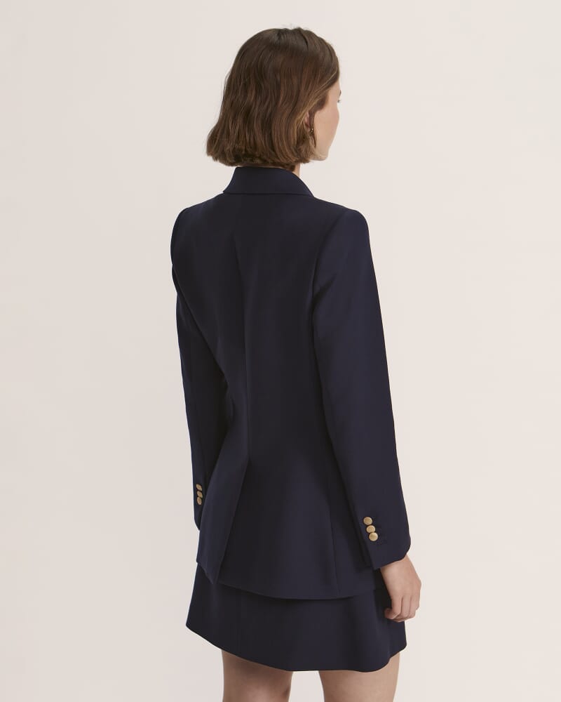 Celeste Wool Double Breasted Blazer in FRENCH NAVY