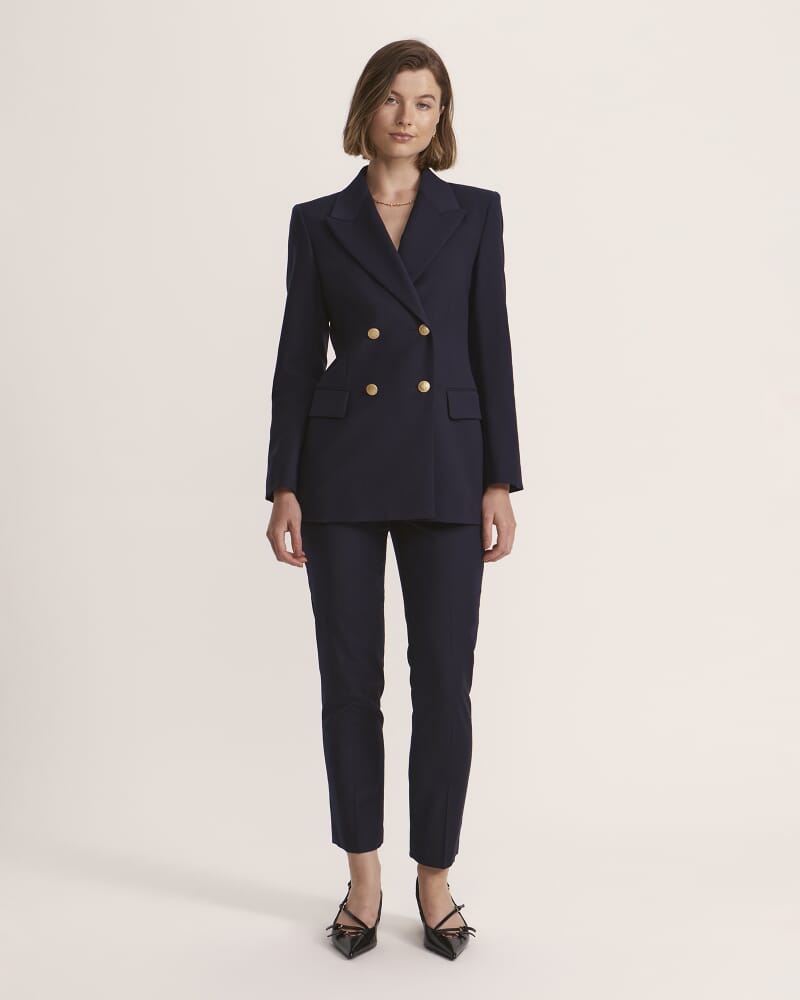 Celeste Wool Double Breasted Blazer in FRENCH NAVY