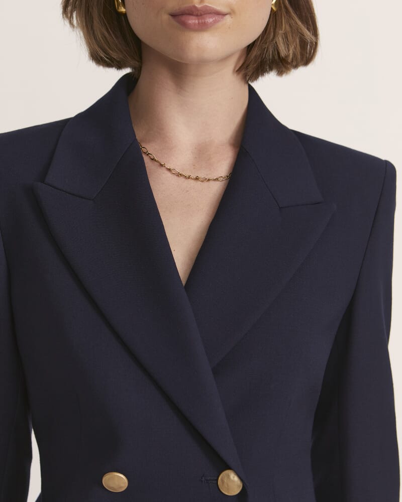 Celeste Wool Double Breasted Blazer in FRENCH NAVY