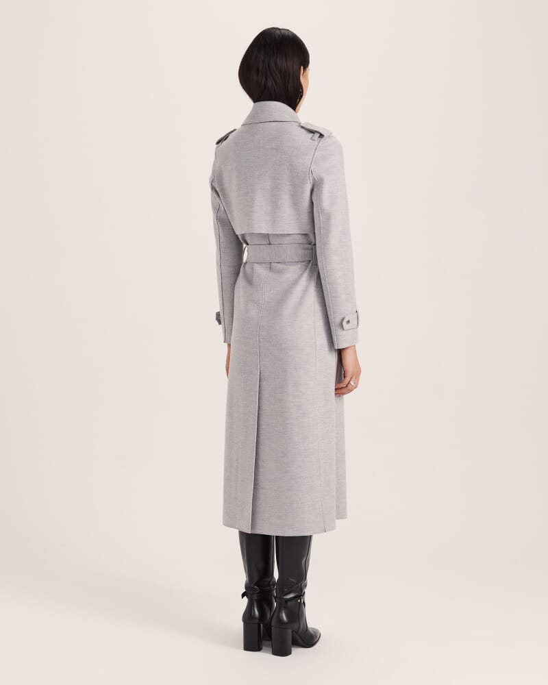 Karla Wool Longline Trench Coat in GREY MELANGE