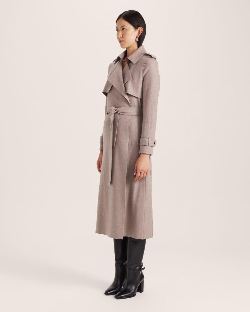 Karla Wool Longline Trench Coat in MINK