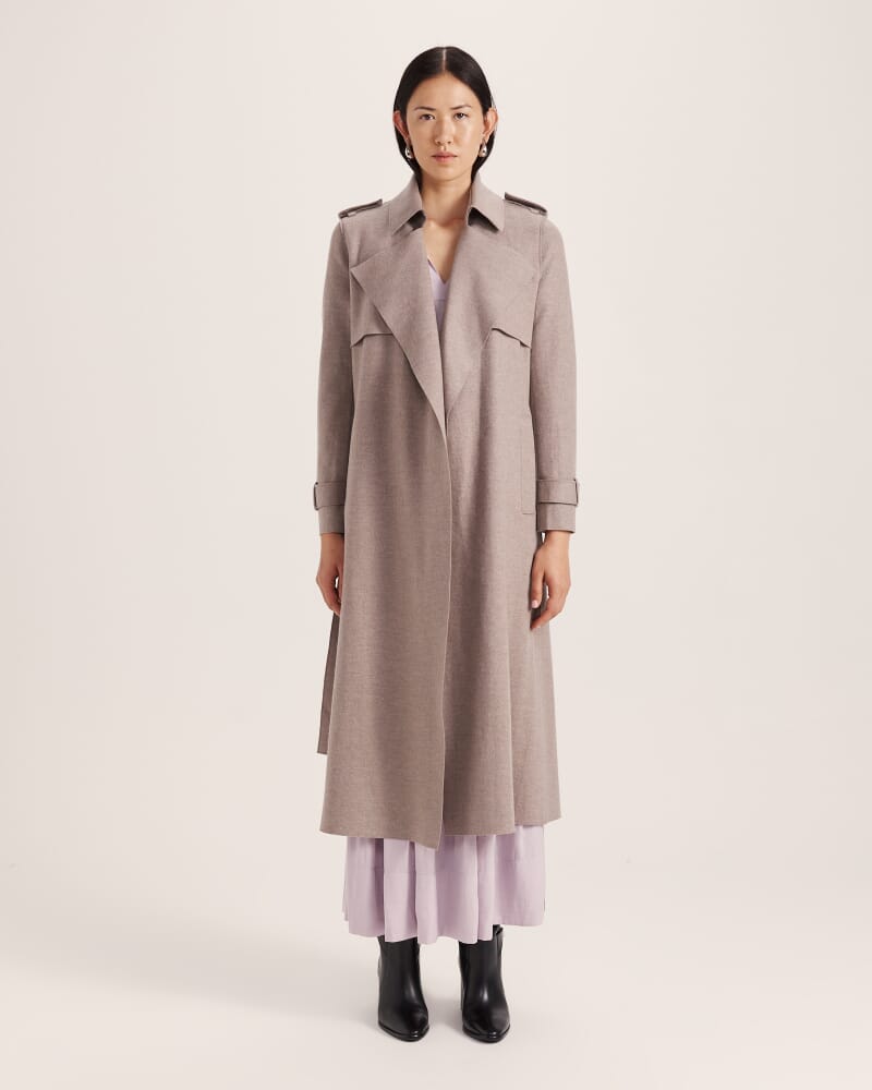 Karla Wool Longline Trench Coat in MINK