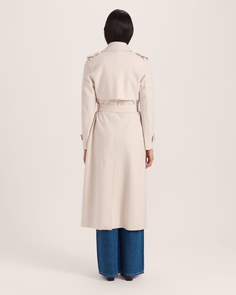 Karla Wool Longline Trench Coat in SOFT STONE