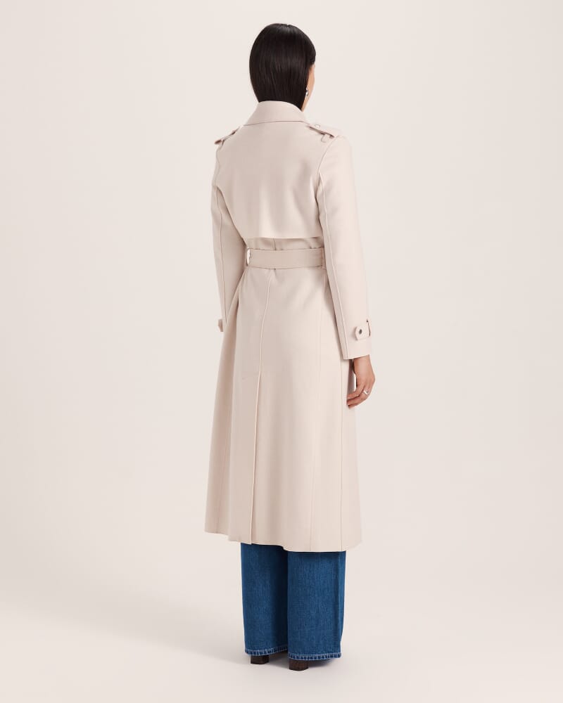 Karla Wool Longline Trench Coat in SOFT STONE