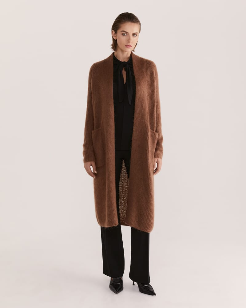 Mohair Cardigan Coat in MOCHA