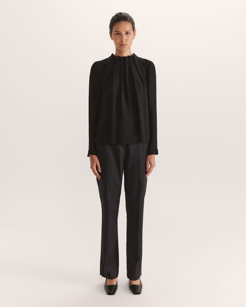 Willa High Neck Long Sleeve Top in BLACK