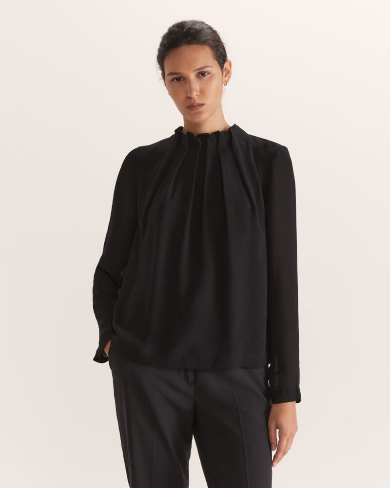 Willa High Neck Long Sleeve Top in BLACK