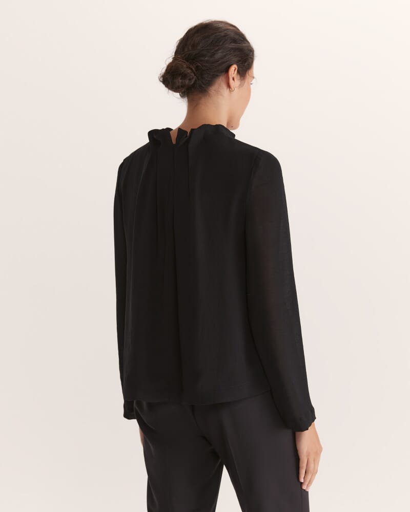 Willa High Neck Long Sleeve Top in BLACK