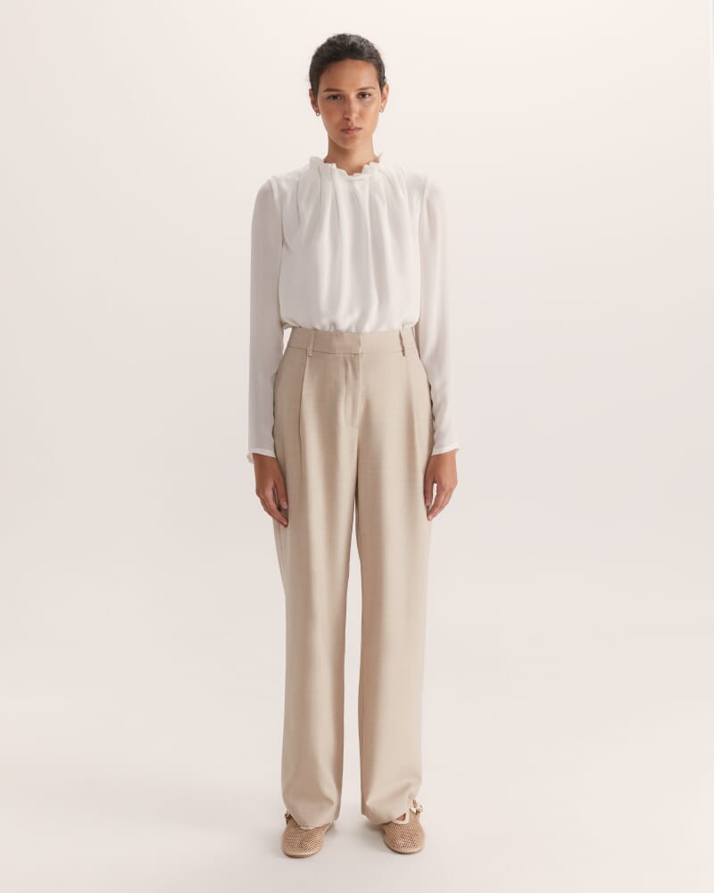 Willa High Neck Long Sleeve Top in OFF WHITE