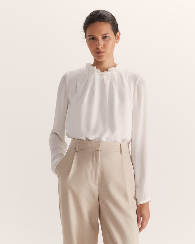 Willa High Neck Long Sleeve Top in OFF WHITE