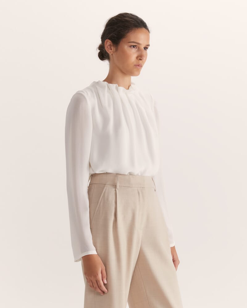 Willa High Neck Long Sleeve Top in OFF WHITE
